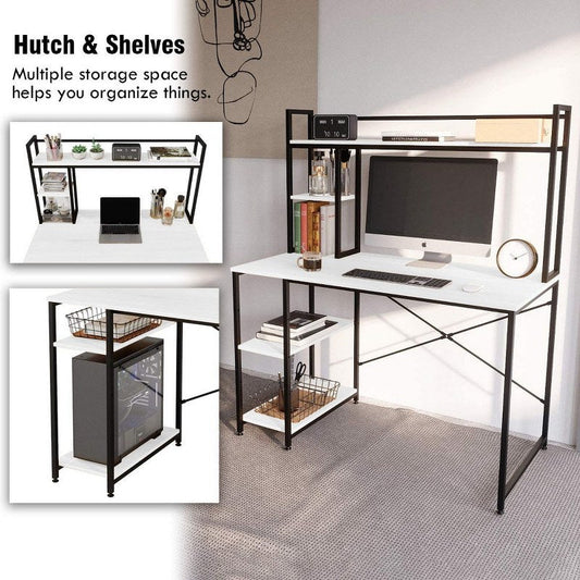 Computer Desk 120 cm with Hutch and Storage Shelves