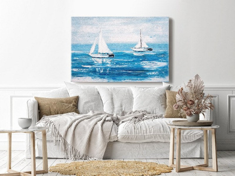 Canvas Wall Art, Abstract Portrait of Sailing Boats cm