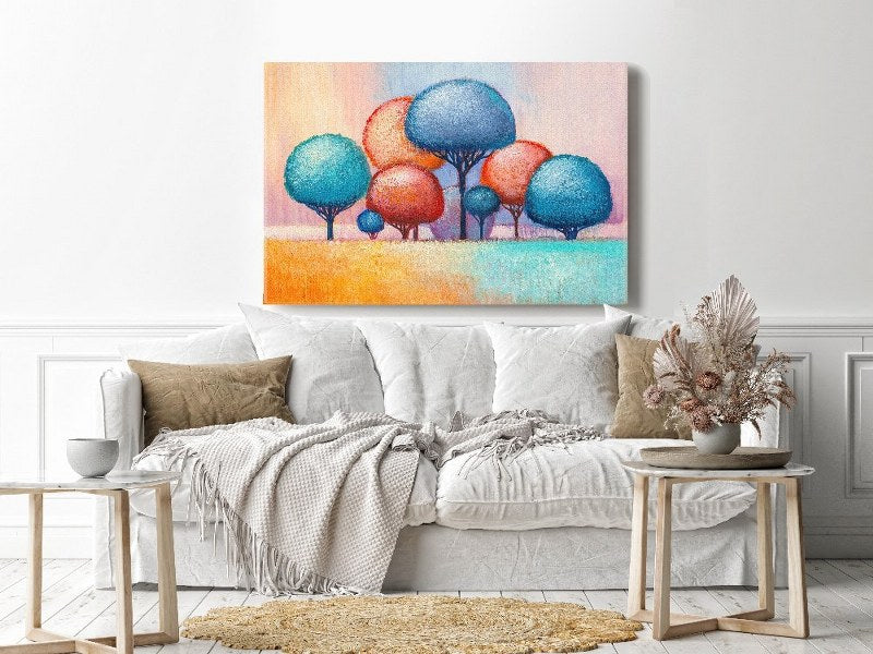 Canvas Wall Art, Abstract Portrait of colorful trees cm