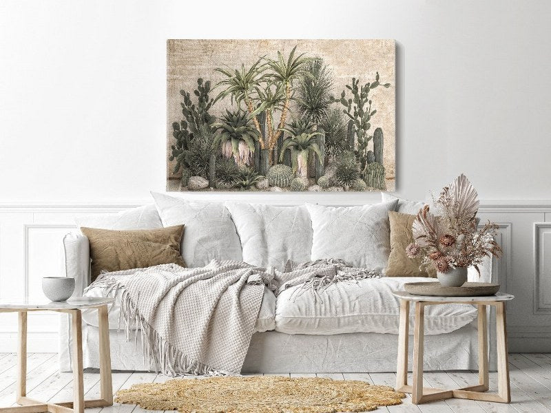 Canvas Wall Art, Abstract Portrait of thickets of tropical desert plants cm