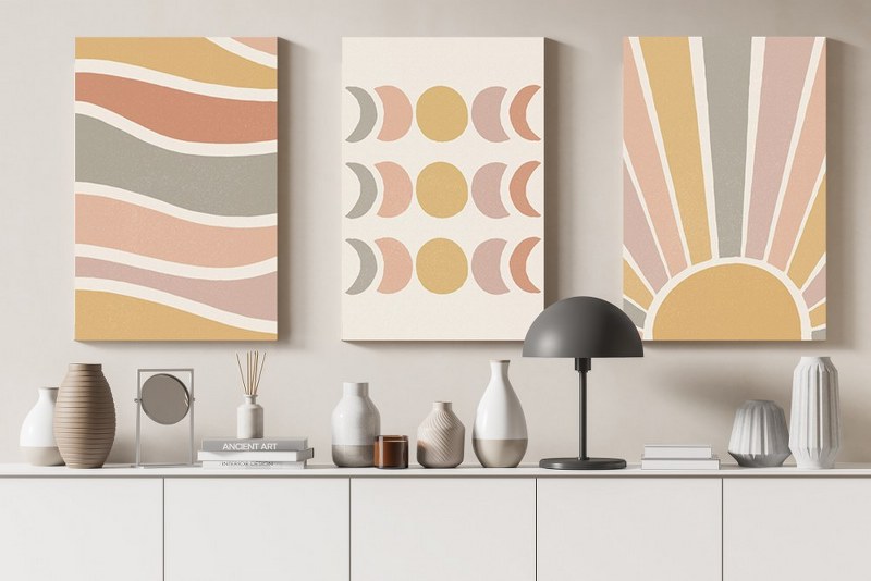 set of home gallery hand drawn boho covers Printed Canvas wall art cm