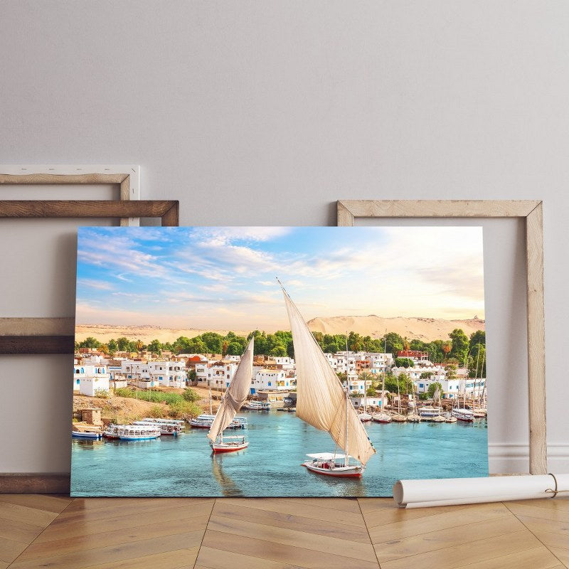 home gallery traditional view aswan nile sailboats egypt Printed Canvas wall art cm