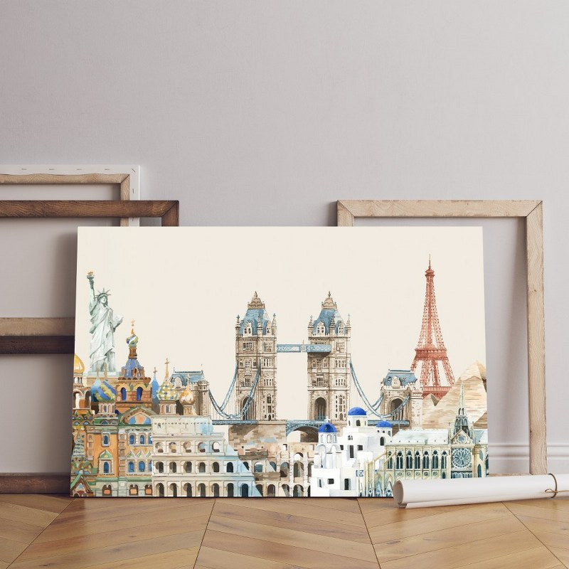 Home Gallery set famous landmark Printed canvas wall art cm
