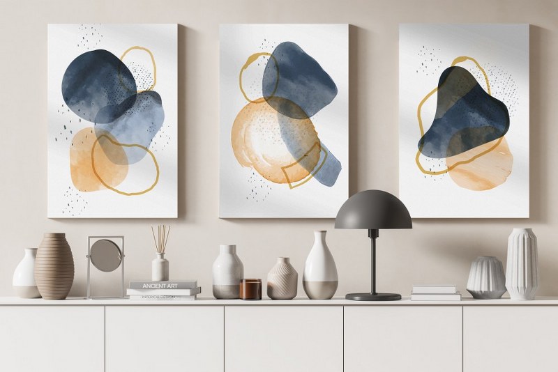 set of Home Gallery painting brush texture decoration with art acrylic Printed canvas wall art cm