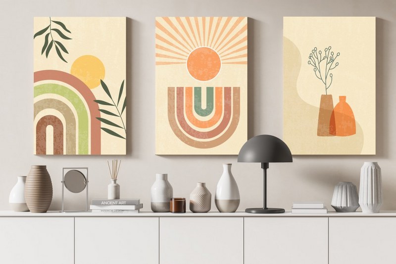 set of Home Gallery boho contemporary Printed canvas wall art cm