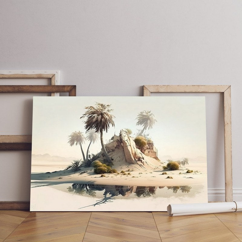 Home Gallery desert scene with palm trees desert island Printed canvas wall art cm