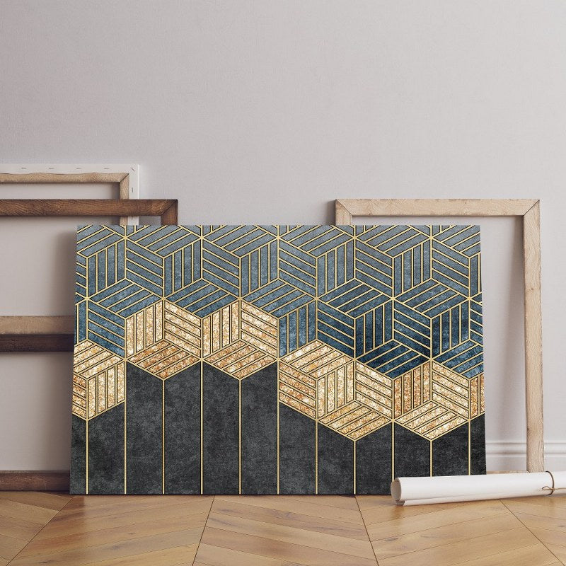 Home Gallery modern minimalist style geometric golden art Printed canvas wall art cm