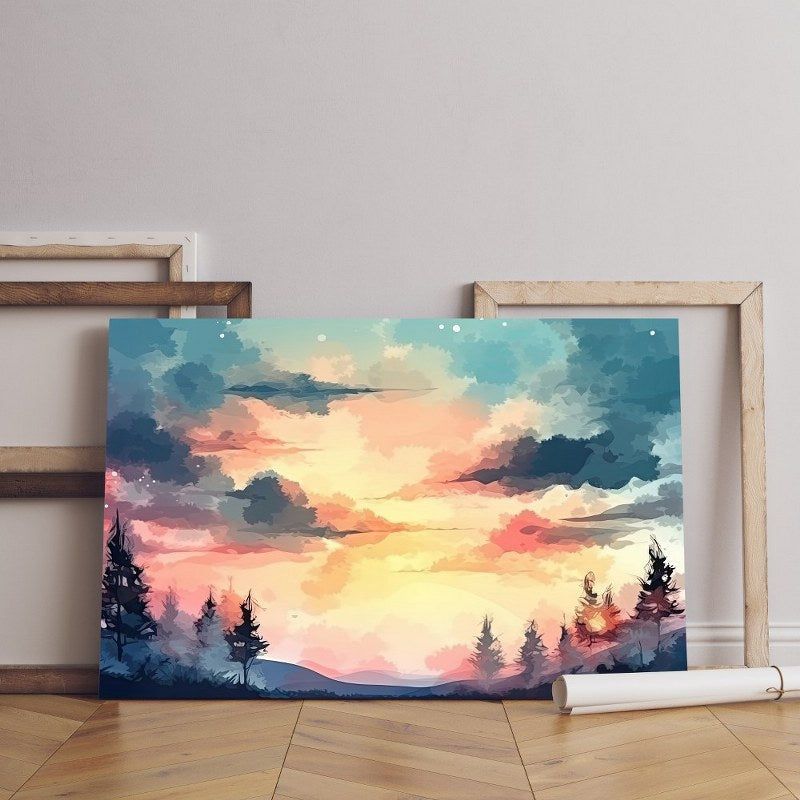 Home Gallery painting sunset with trees foreground Printed canvas wall art cm