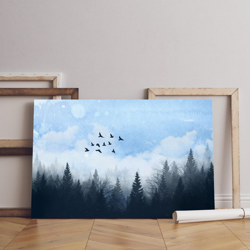 Foggy Forest Landscape Printed canvas wall art