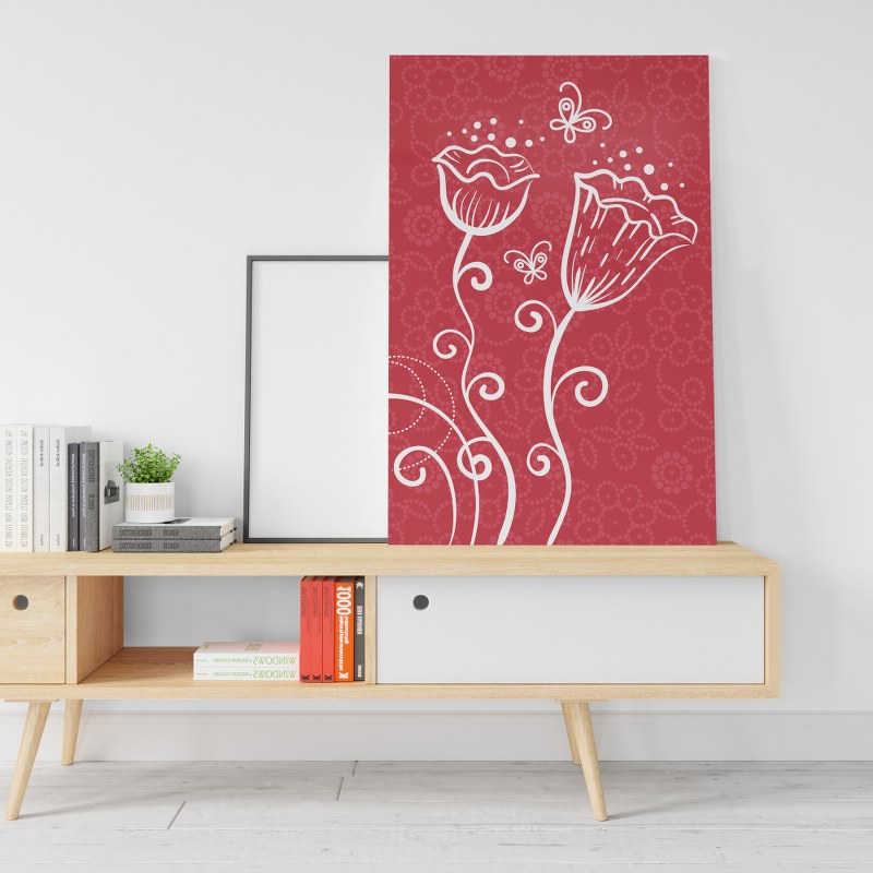 Two white flower in phoshia background Printed canvas wall art