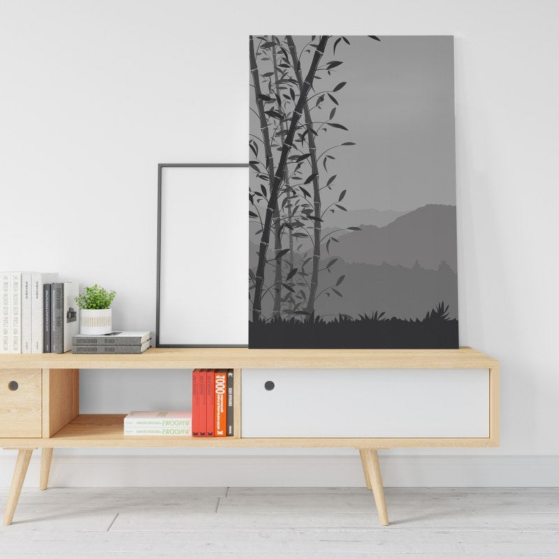 Bamboo Forest in grey effect Printed canvas wall art