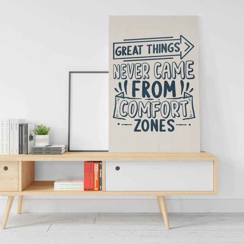 Great things never came from comfort zones motivational postcard Printed canvas wall art cm