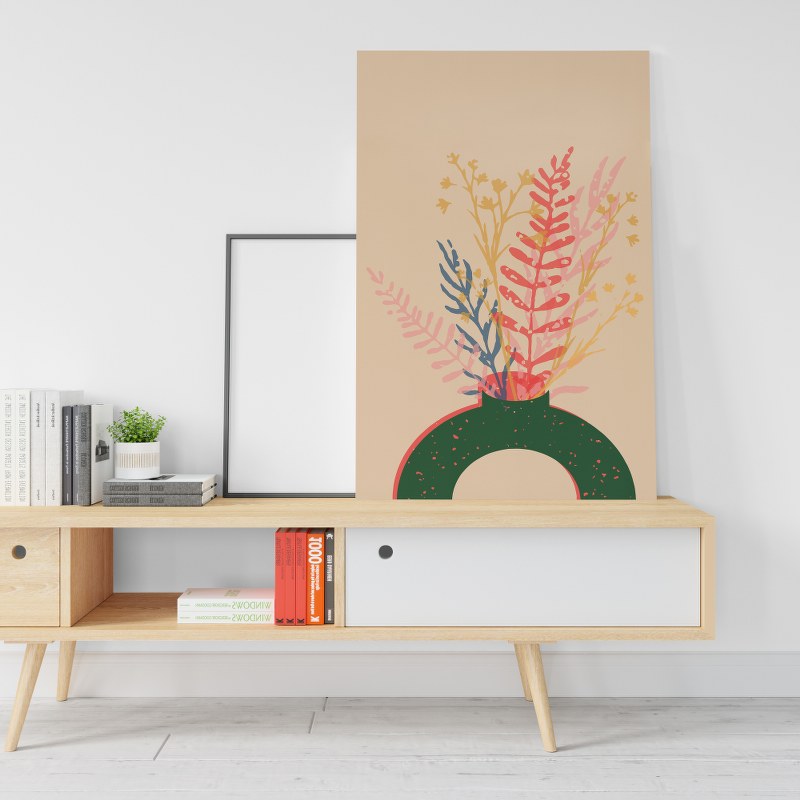 Modern vase with branches Printed canvas wall art