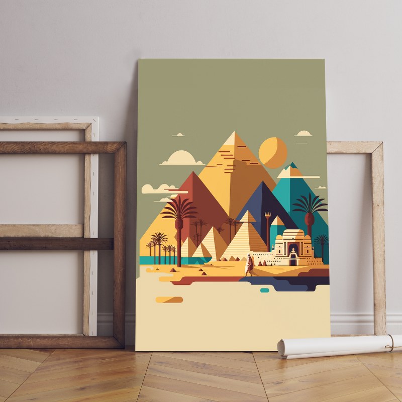 Geometric shape of the pyramids and Egyptian landmarks Printed canvas wall art cm