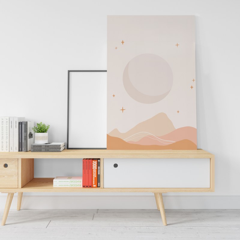 Circular geometric shape of the moon printed canvas wall art cm