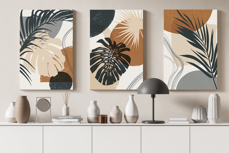 Set of Set of 3 Watercolor Botanical Printed Canvas wall art