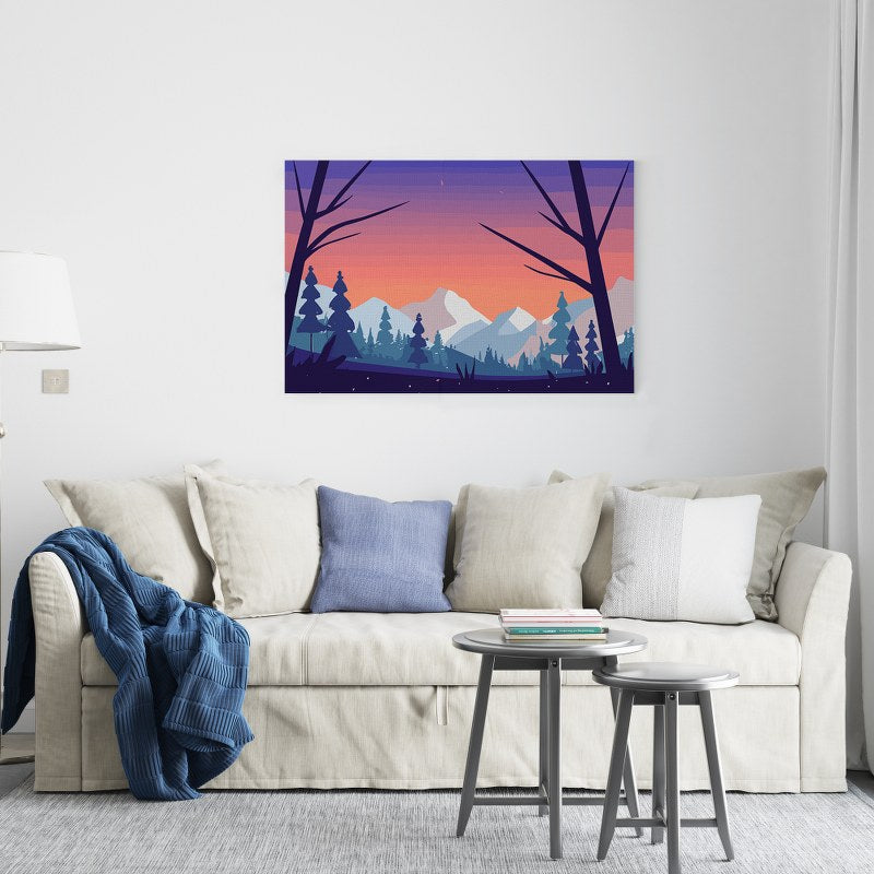 Beautiful Landscape Pine Forest With Mesmerizing Mountain Views Printed canvas wall art