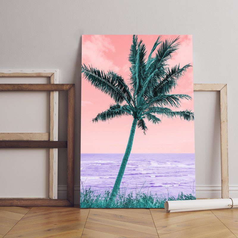 Colorful retro landscape vaporwave style Printed Canvas wall art
