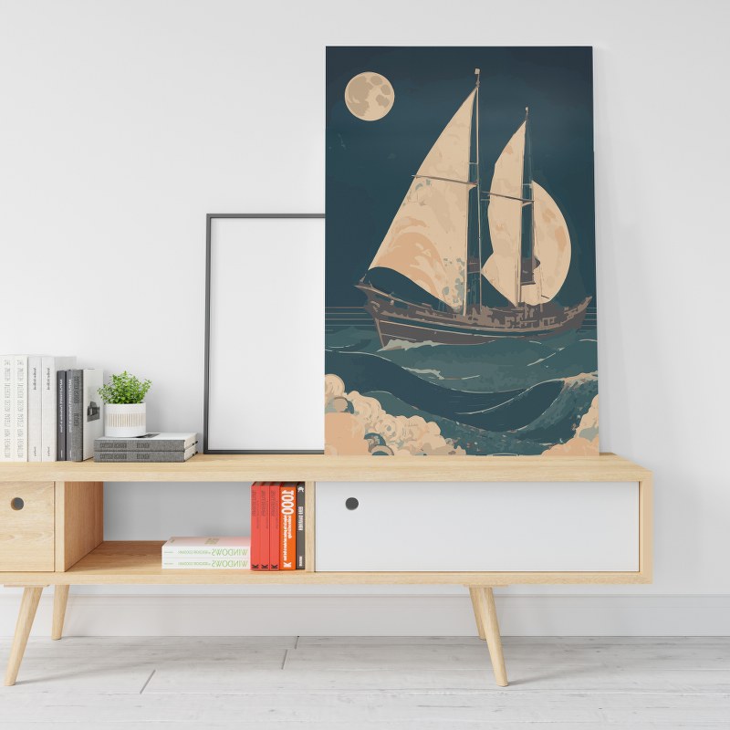 Boat in the Sea Printed Canvas wall art