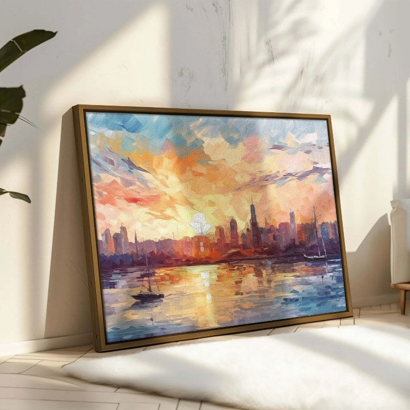 Large city style Printed Framed Wall Art