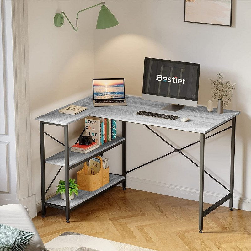 Office Desk with Shelves 120 cm Reversible Corner