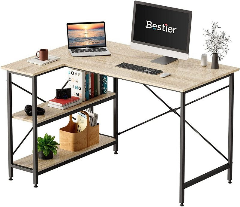 Office Desk with Shelves 120 cm Reversible Corner