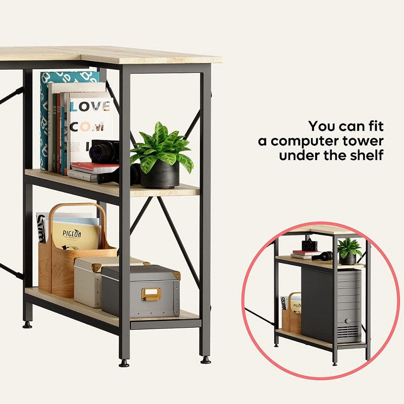 Office Desk with Shelves 120 cm Reversible Corner