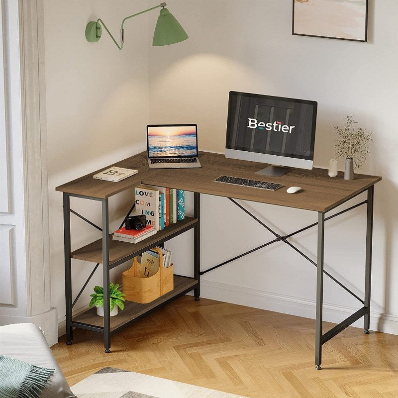 Office Desk with Shelves 120 cm Reversible Corner