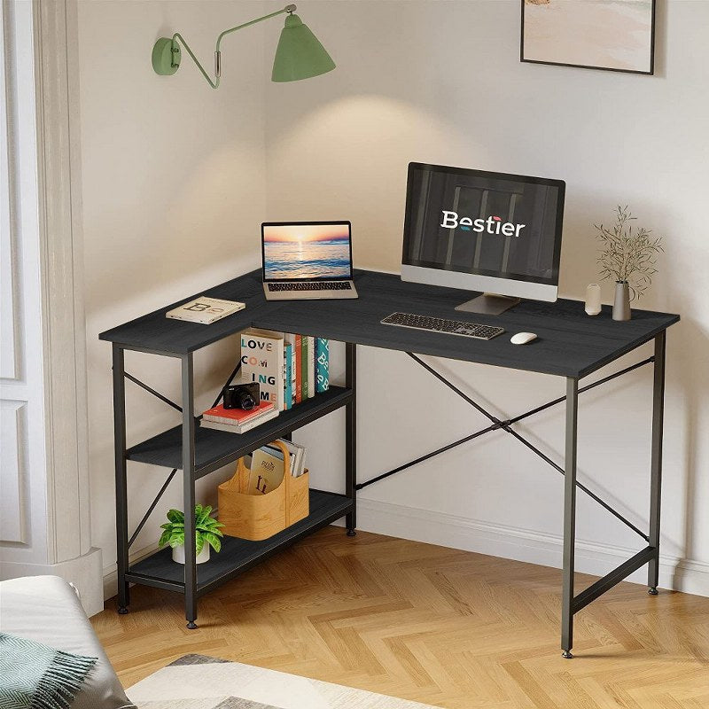 Office Desk with Shelves 120 cm Reversible Corner