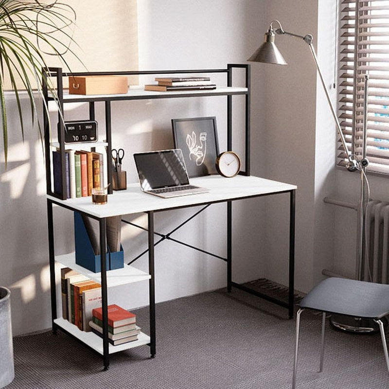 Computer Desk 120 cm with Hutch and Storage Shelves