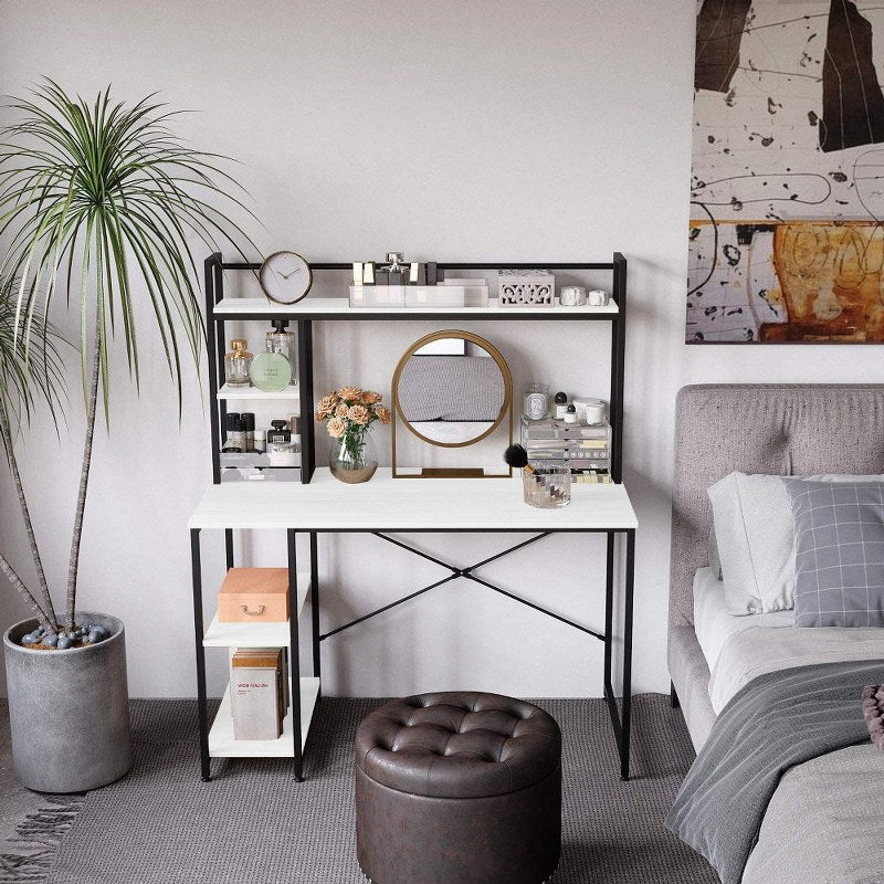 Computer Desk 120 cm with Hutch and Storage Shelves