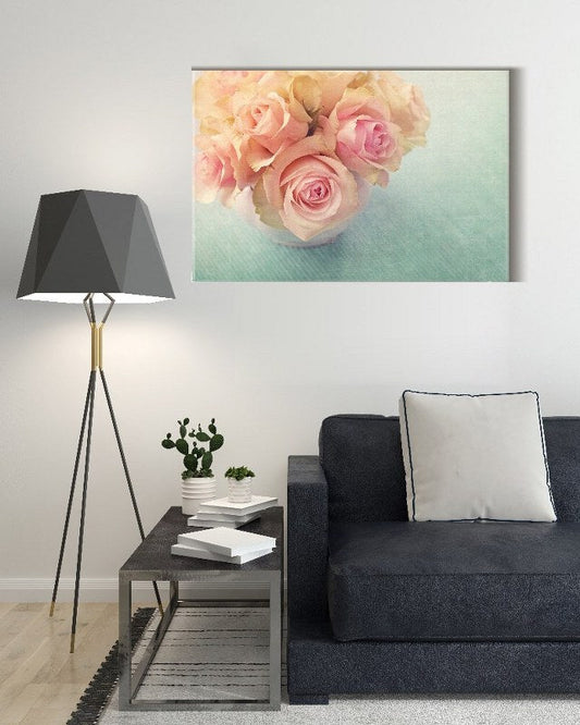 Canvas Wall Art, Abstract Portrait of White roses in a vase  cm