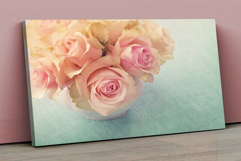 Canvas Wall Art, Abstract Portrait of White roses in a vase  cm