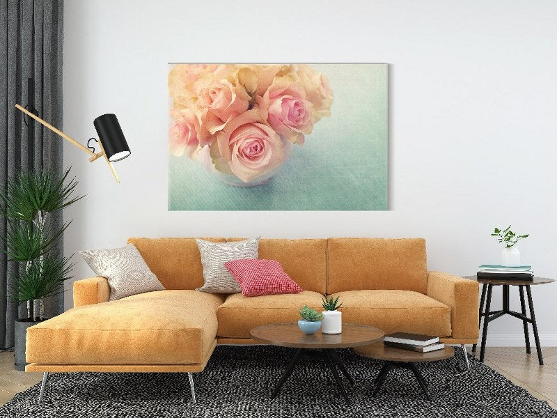 Canvas Wall Art, Abstract Portrait of White roses in a vase  cm