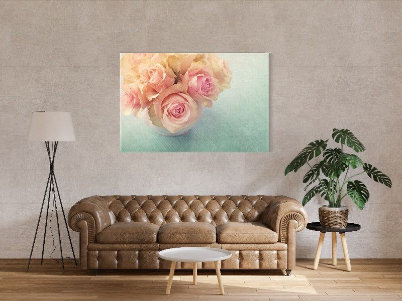 Canvas Wall Art, Abstract Portrait of White roses in a vase  cm