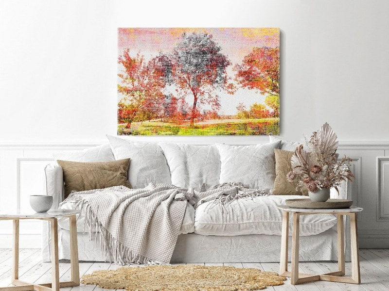 Canvas Wall Art, Abstract Portrait of Vintage Trees Scenic  cm