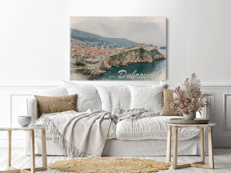 Canvas Wall Art, Abstract Portrait of city walls of Dubrovnik Old Tow  cm