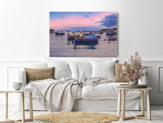 Canvas Wall Art, Abstract Portrait of Traditional Maltese boats  cm