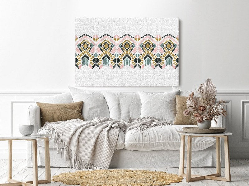 Canvas Wall Art, Abstract Portrait of Ikat geometric folklore ornament  cm