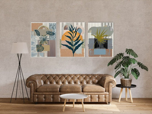set of Canvas Wall Art, Abstract Portrait of Botanical art in Boho style  cm