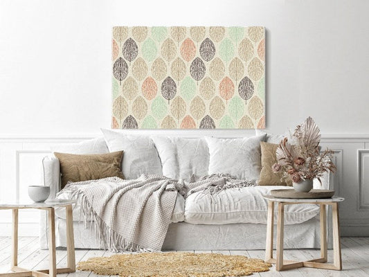 Canvas Wall Art, Abstract Portrait of seamless pattern with leafs