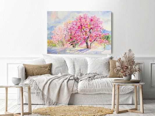 Canvas Wall Art, Abstract Portrait of Wild himalayan cherry in the morning