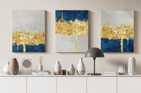 set of Canvas Wall Art, Abstract Portrait of Drawing resin geode and functional art