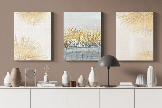 set of Canvas Wall Art, Abstract Portrait of modern painting flowers