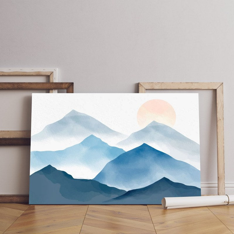 home gallery Blue watercolor mountains Printed Canvas wall art   cm