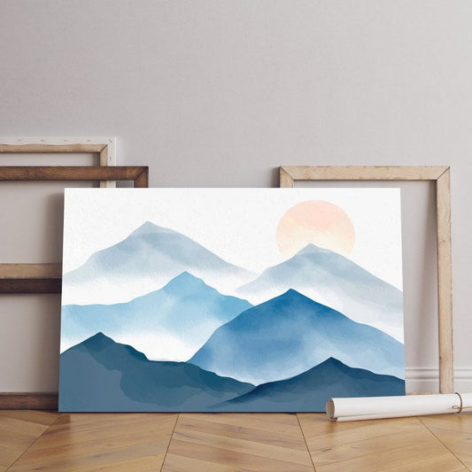 home gallery Blue watercolor mountains Printed Canvas wall art   cm