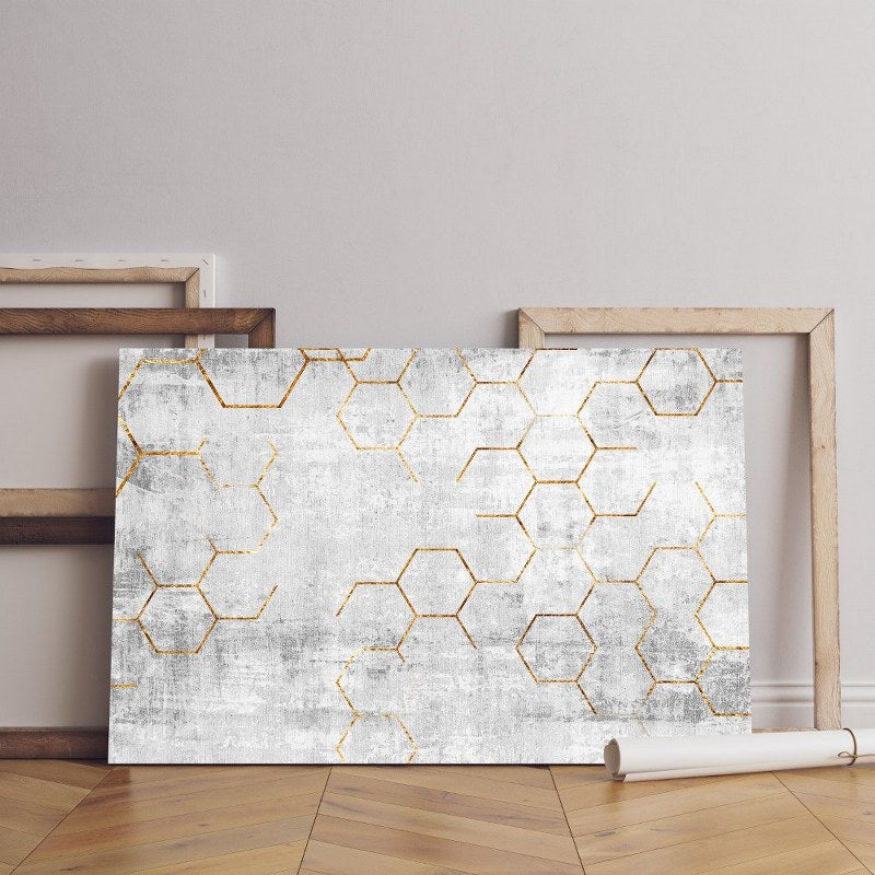 home gallery abstract art sense texture with gold element geometric style Printed Canvas wall art   cm
