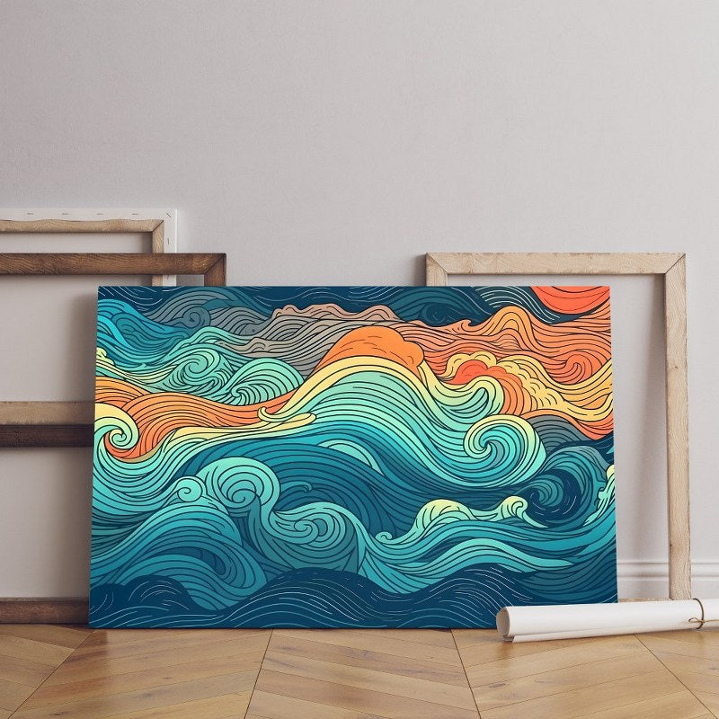 home gallery abstract summer ocean waves Printed Canvas wall art   cm