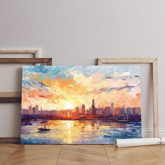 home gallery large city style impressionism painting Printed Canvas wall art   cm