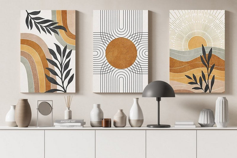 set of home gallery set three abstract minimalism geometric art hand drawn Printed Canvas wall art   cm